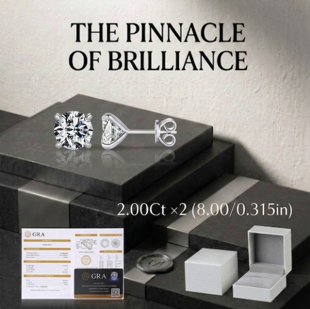 Solitaire Four Prong Moissanite Diamond Stud Earrings