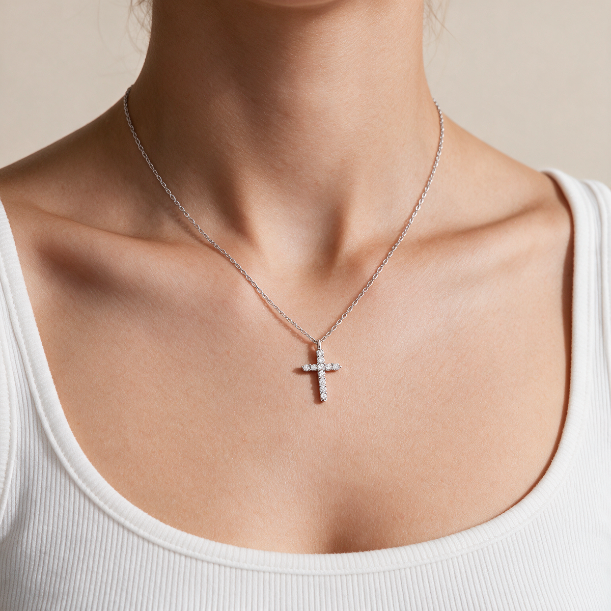 Cubic Zirconia Cross Necklace