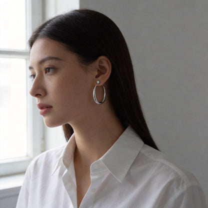 Chunky Hoop Stud Earrings