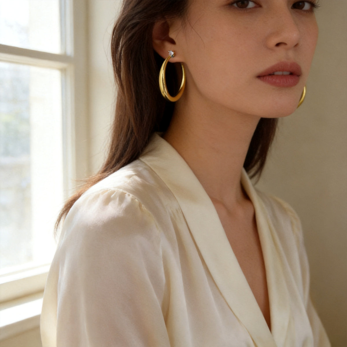 Chunky Hoop Stud Earrings