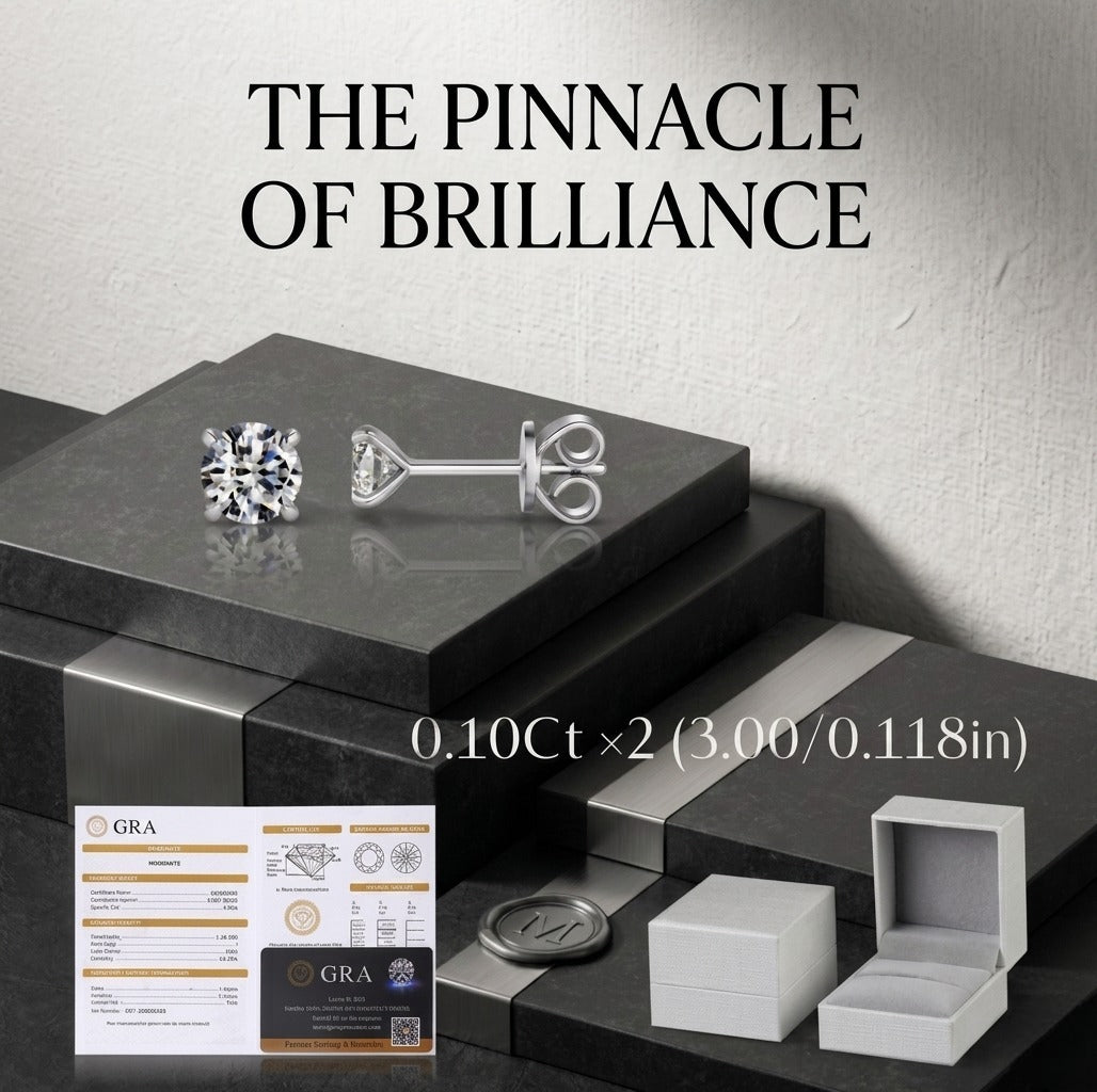Solitaire Four Prong Moissanite Diamond Stud Earrings