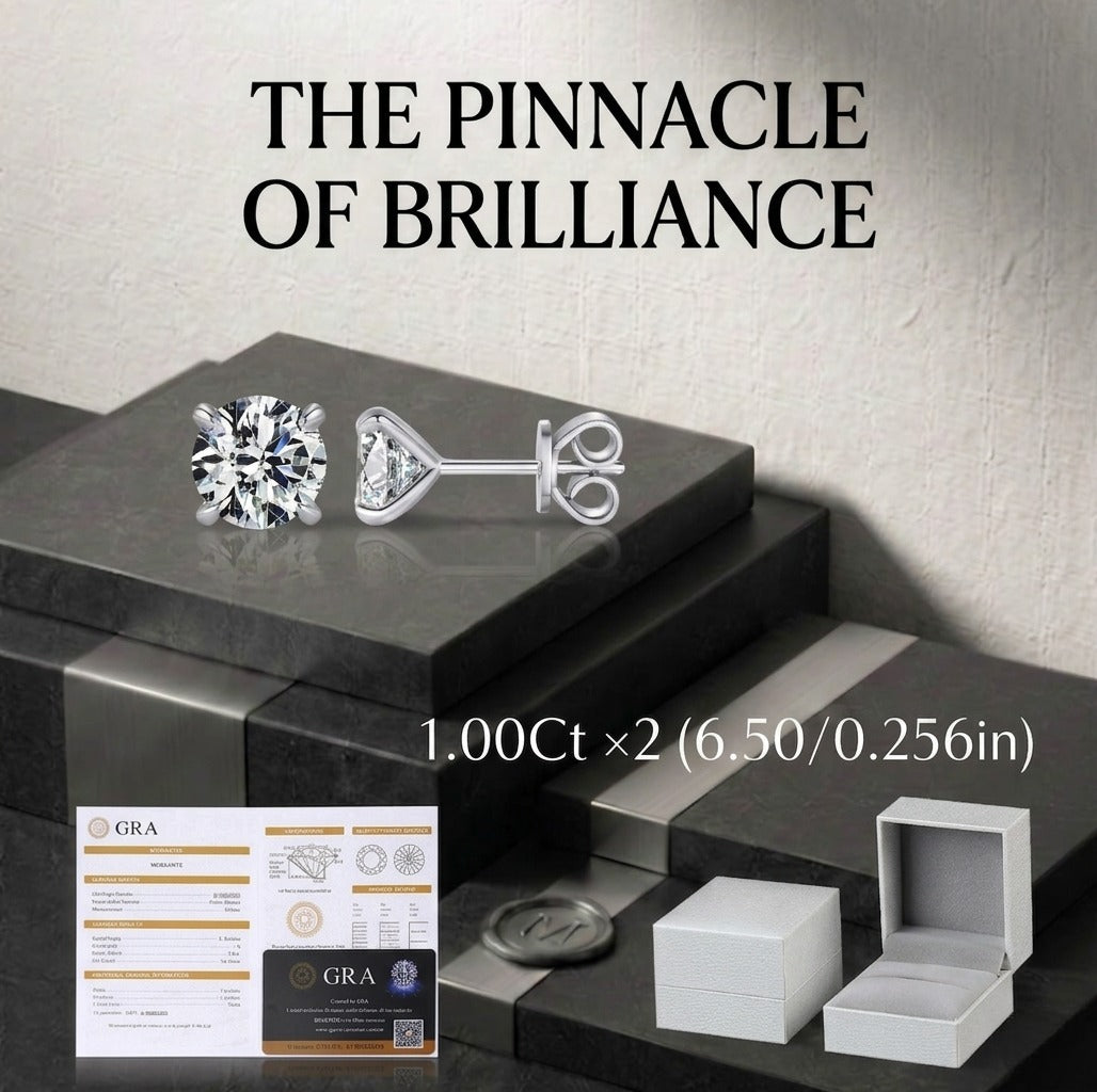 Solitaire Four Prong Moissanite Diamond Stud Earrings