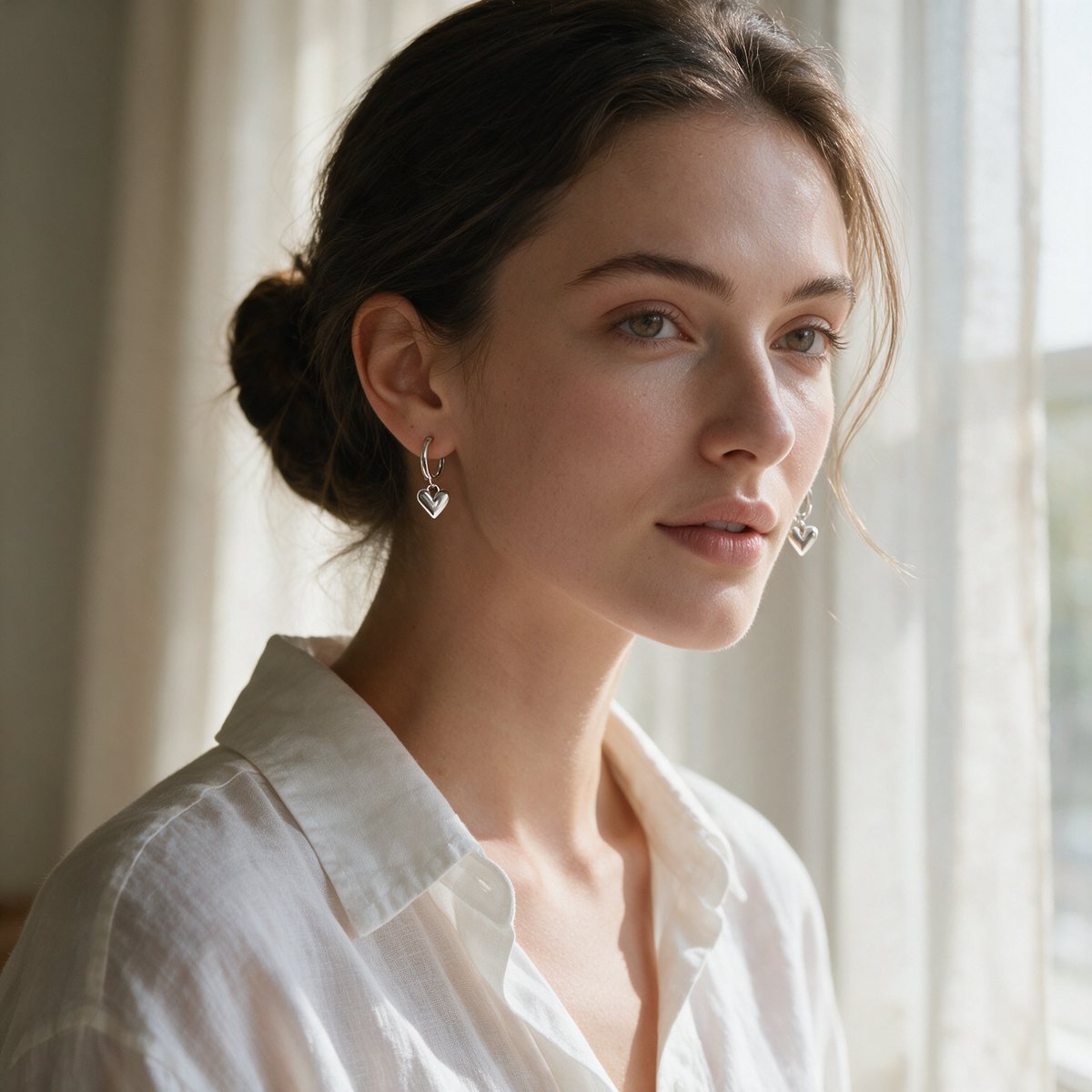 Heart Hoop Drop Earrings