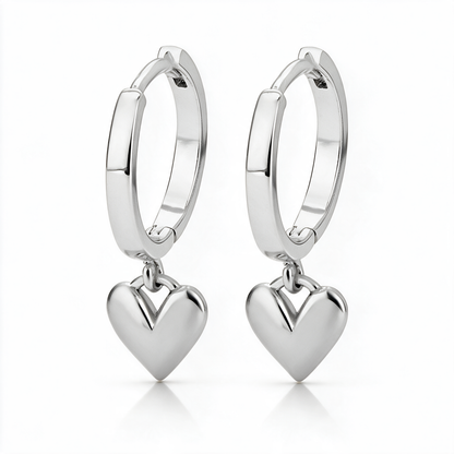 Heart Hoop Drop Earrings