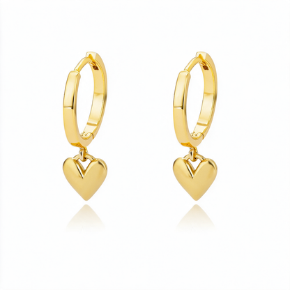 Heart Hoop Drop Earrings