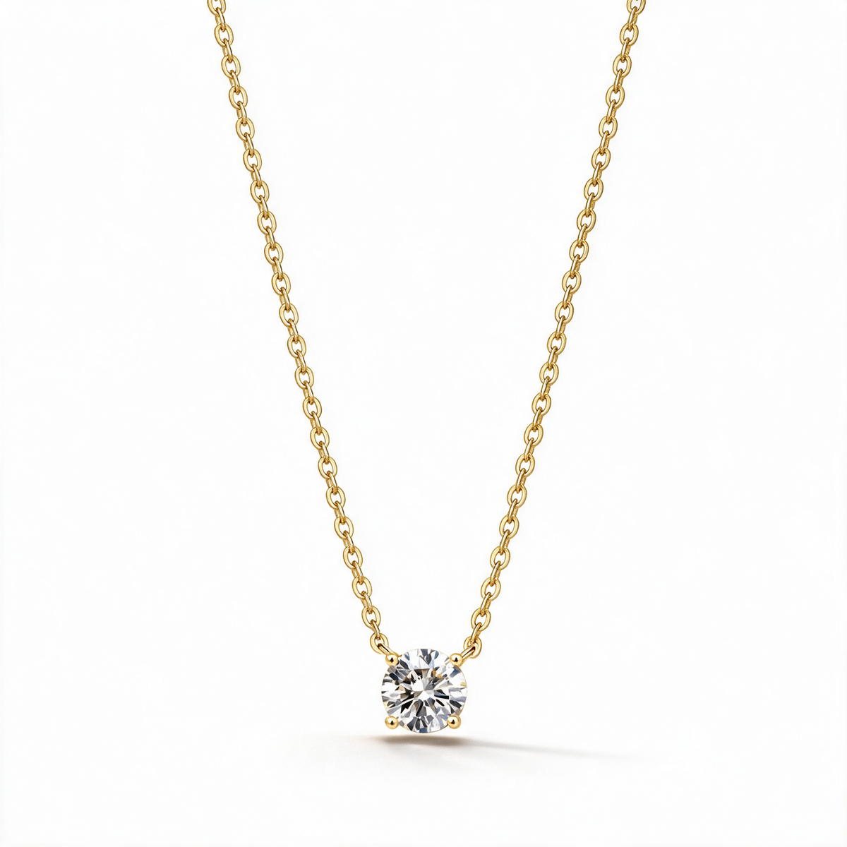 Single Cubic Zirconia Diamond Pendant Necklace