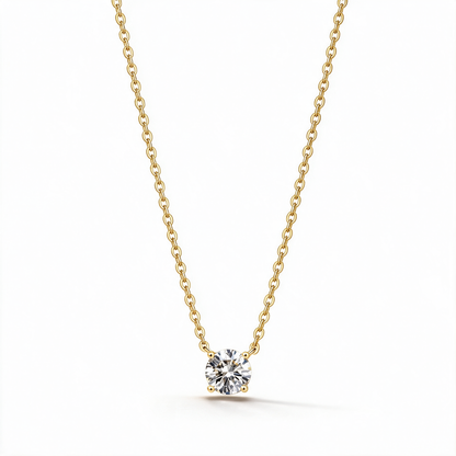 Single Cubic Zirconia Diamond Pendant Necklace