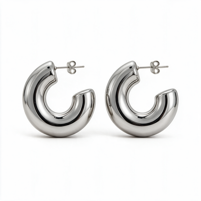 Thick Round Chunky Hoop Earrings