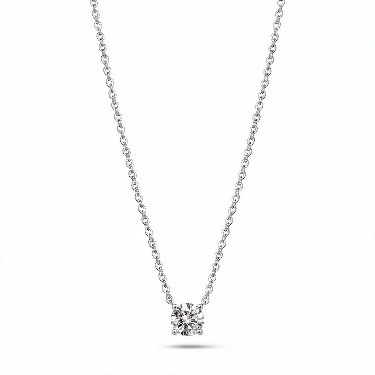 Single Cubic Zirconia Diamond Pendant Necklace