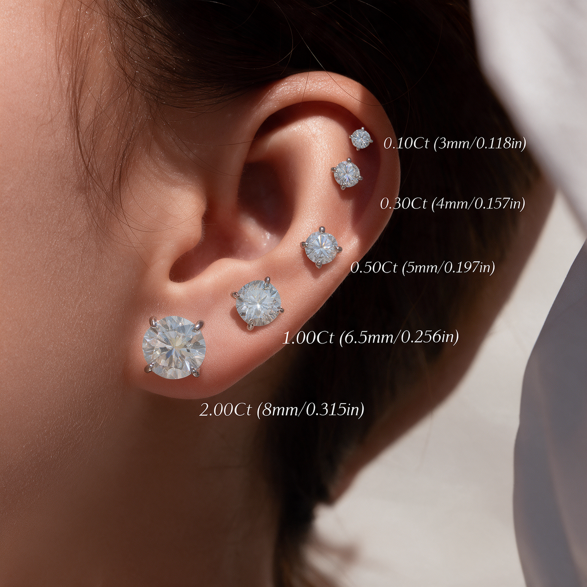 Solitaire Four Prong Moissanite Diamond Stud Earrings