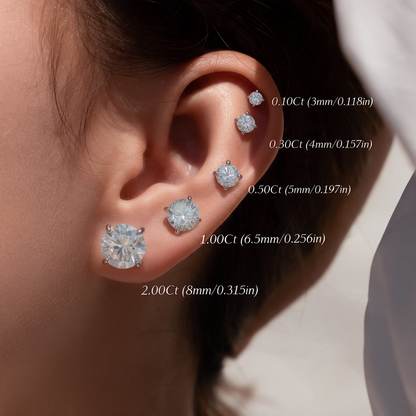 Solitaire Four Prong Moissanite Diamond Stud Earrings