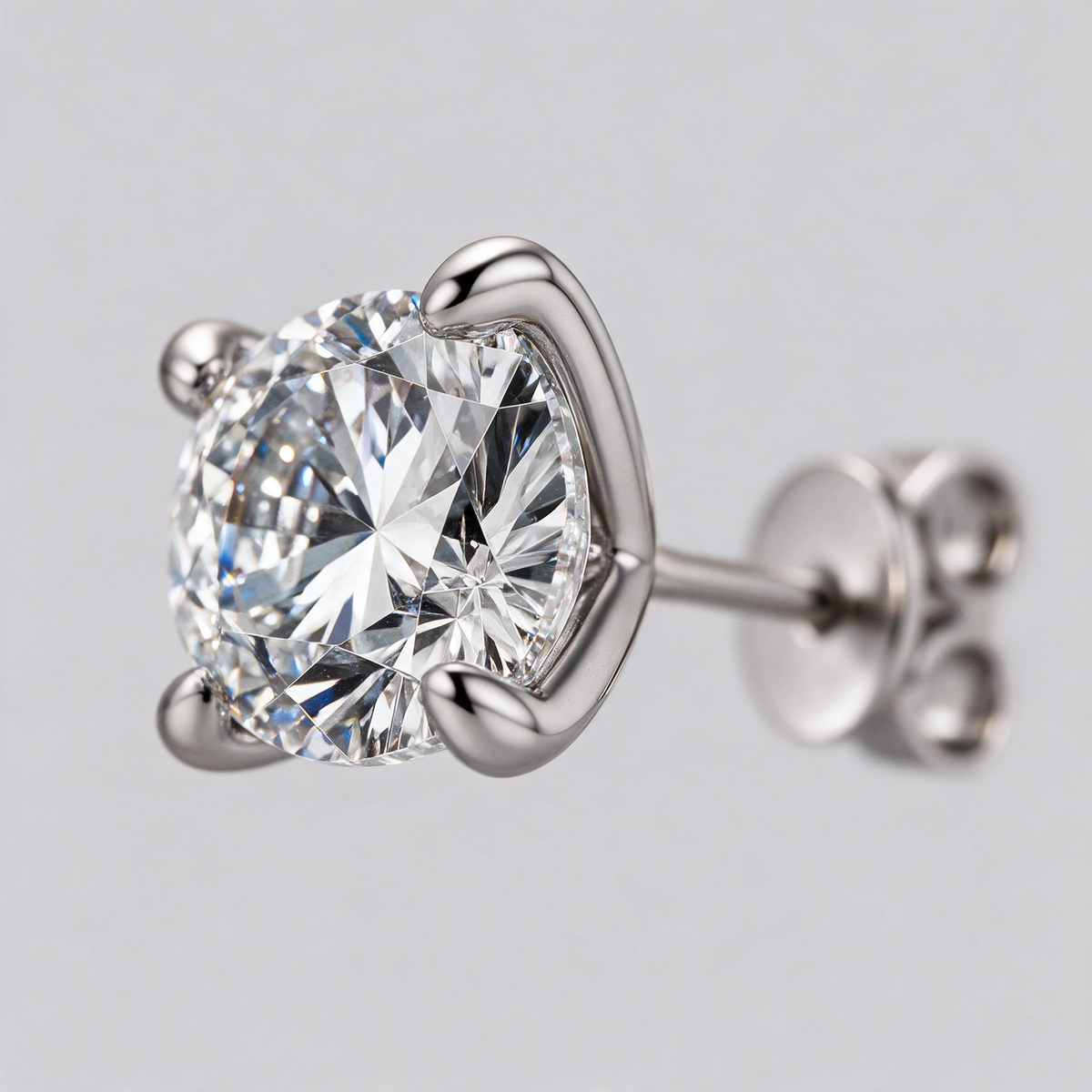 Solitaire Four Prong Moissanite Diamond Stud Earrings
