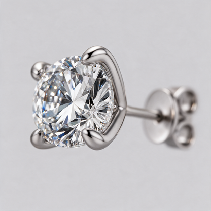 Solitaire Four Prong Moissanite Diamond Stud Earrings