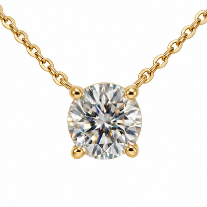 Single Cubic Zirconia Diamond Pendant Necklace