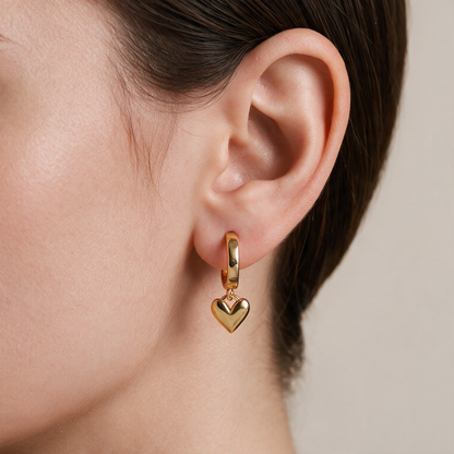 Heart Hoop Drop Earrings