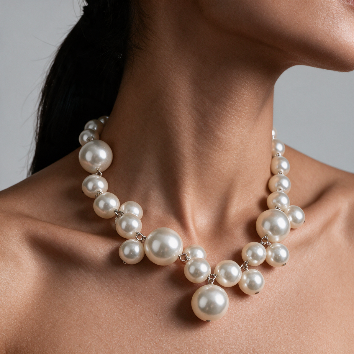 Olivia Chunky Faux Pearl Statement Necklace