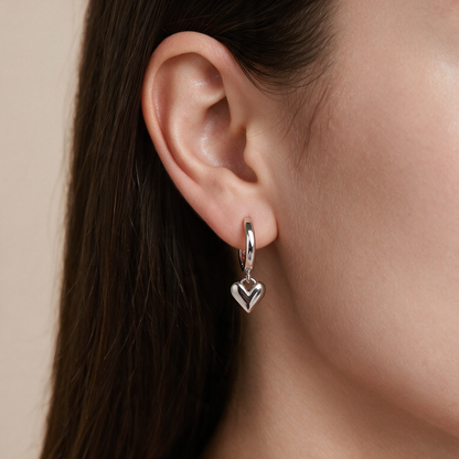 Heart Hoop Drop Earrings