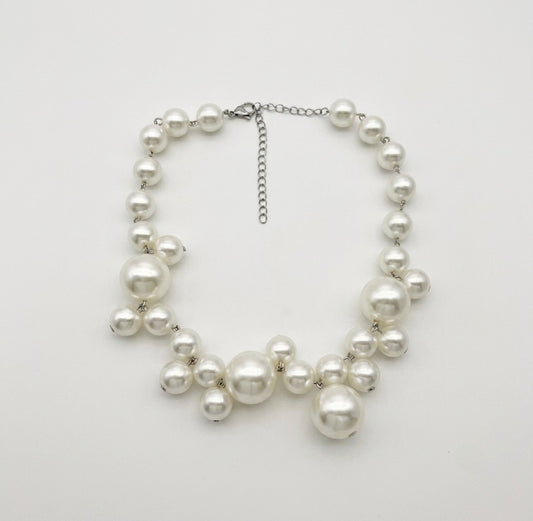 Margot | Bold Layered Faux Pearl Statement Necklace