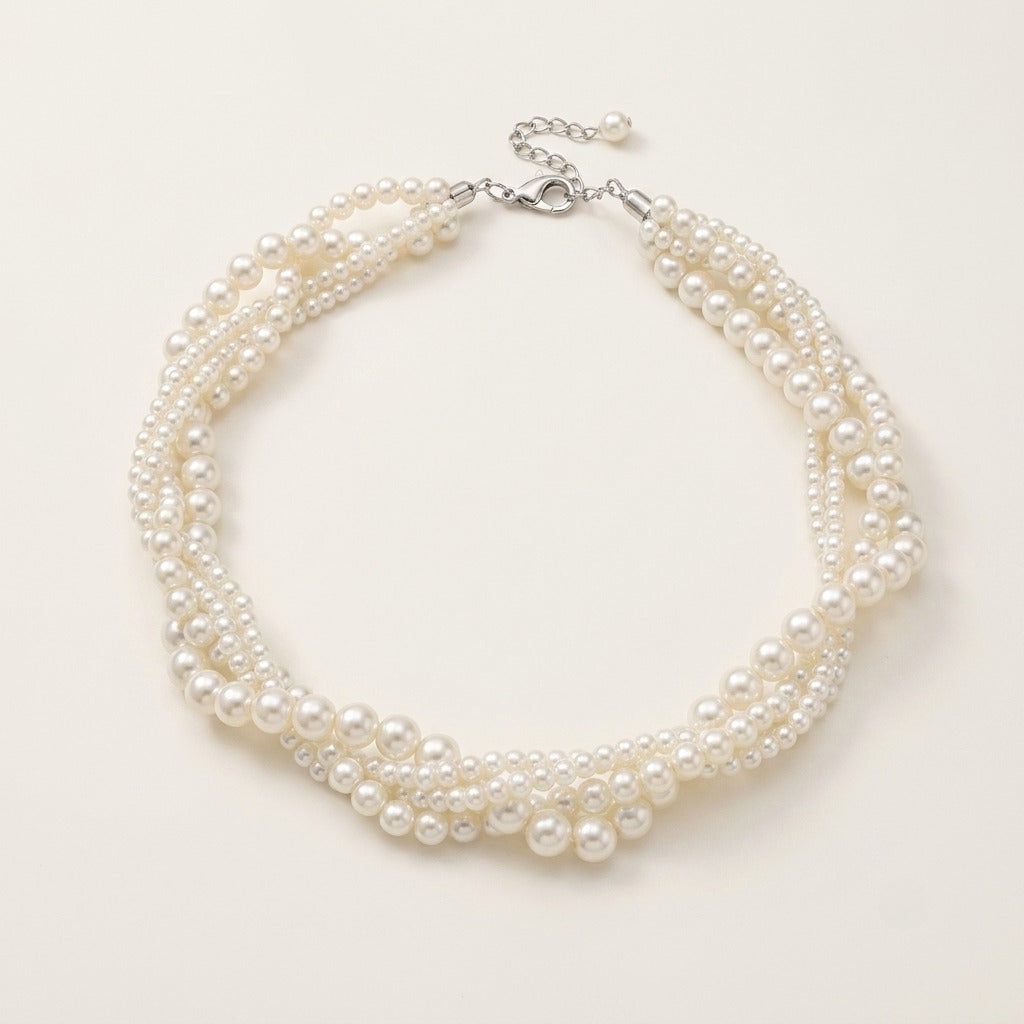 Grace | Chunky Layered Faux Pearl Statement Necklace