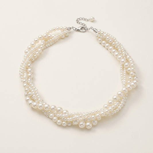 Grace | Chunky Layered Faux Pearl Statement Necklace